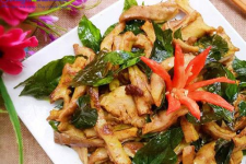 Dạ dày chiên lá húng